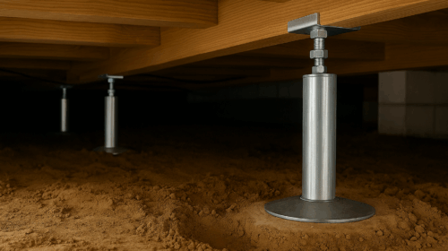 Remedy for sagging or bouncing floors above crawlspace